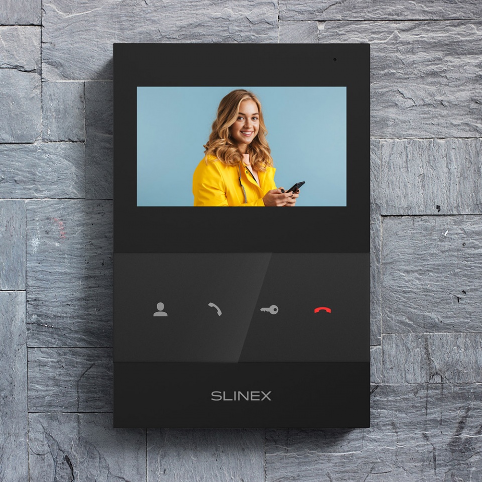 Slinex SQ-04M intercom with high-resolution widescreen LCD display and built-in memory