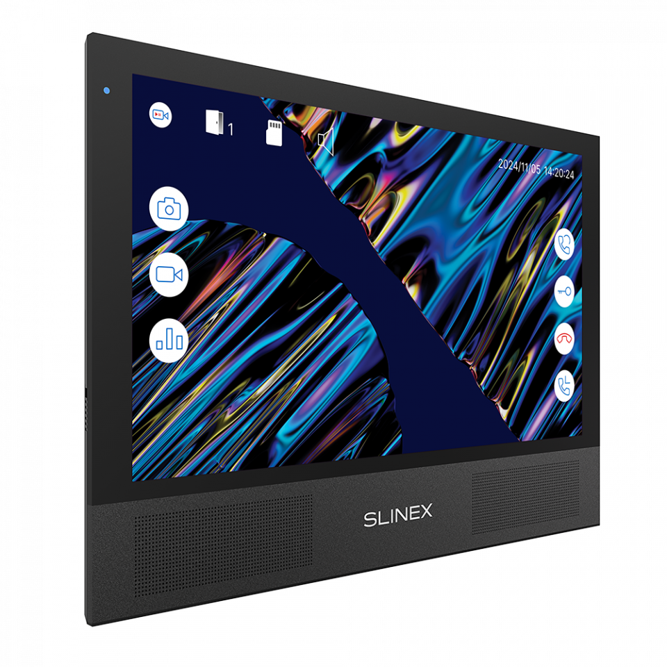 All-black Slinex Sonik 10 – video intercom with two powerful speakers, replaceable color panels and big screen